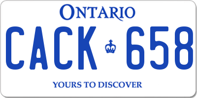 ON license plate CACK658