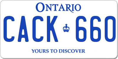 ON license plate CACK660