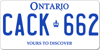 ON license plate CACK662