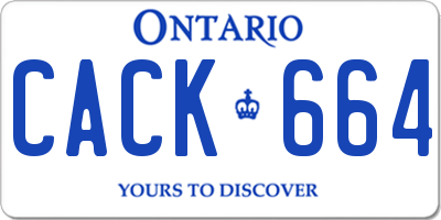 ON license plate CACK664