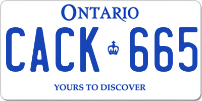 ON license plate CACK665