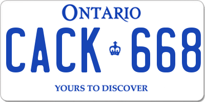 ON license plate CACK668