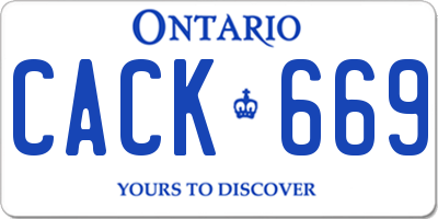 ON license plate CACK669