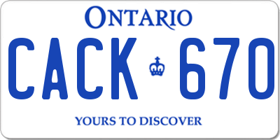 ON license plate CACK670