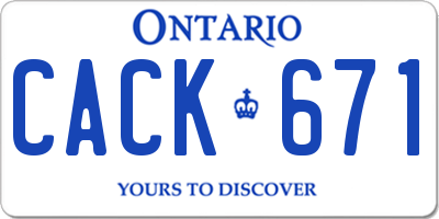 ON license plate CACK671