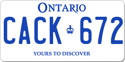 ON license plate CACK672