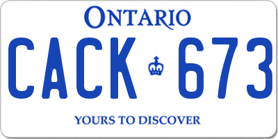 ON license plate CACK673