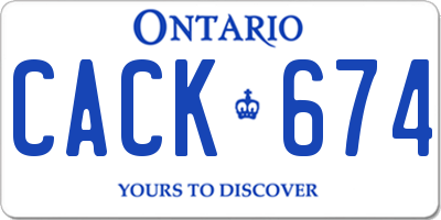 ON license plate CACK674