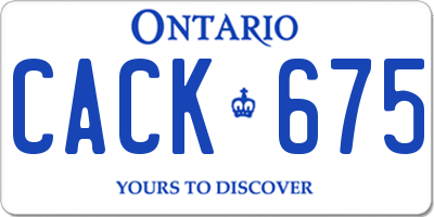 ON license plate CACK675