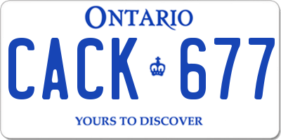 ON license plate CACK677