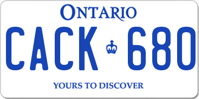 ON license plate CACK680