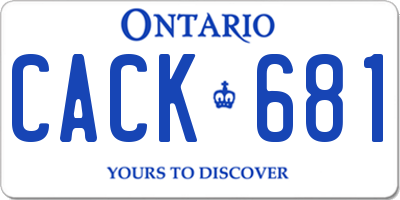 ON license plate CACK681