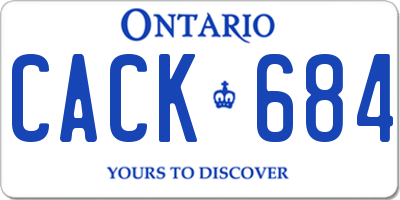 ON license plate CACK684