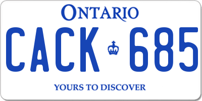 ON license plate CACK685