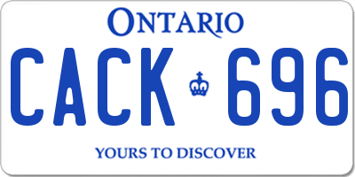 ON license plate CACK696