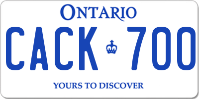 ON license plate CACK700