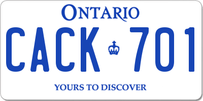 ON license plate CACK701