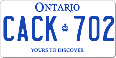 ON license plate CACK702