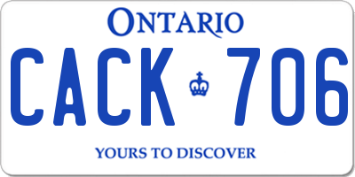 ON license plate CACK706