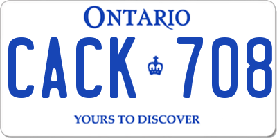 ON license plate CACK708