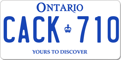 ON license plate CACK710