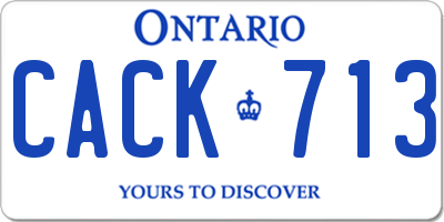 ON license plate CACK713