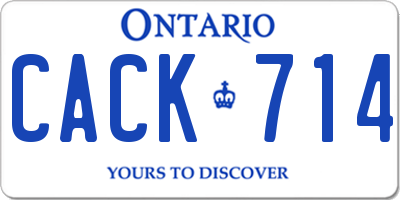 ON license plate CACK714