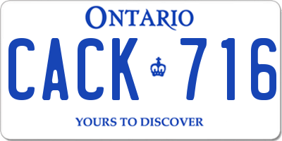 ON license plate CACK716