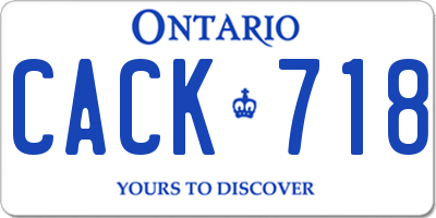 ON license plate CACK718