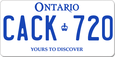 ON license plate CACK720