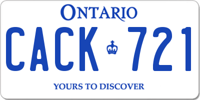 ON license plate CACK721