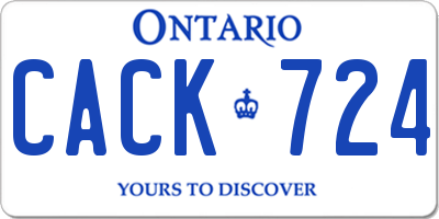 ON license plate CACK724