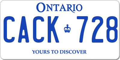 ON license plate CACK728