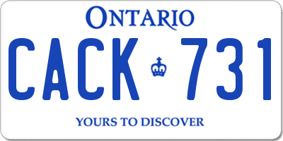 ON license plate CACK731