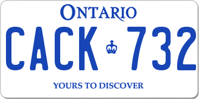 ON license plate CACK732