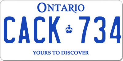 ON license plate CACK734