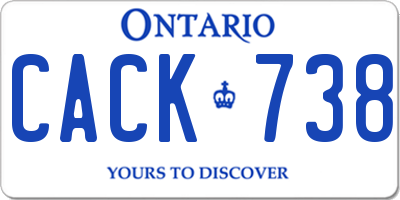 ON license plate CACK738