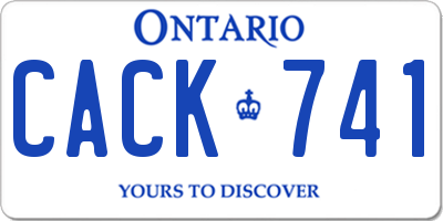 ON license plate CACK741