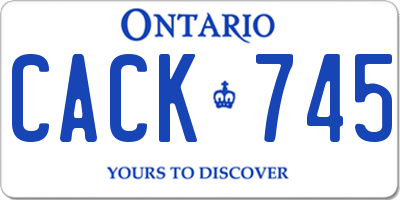 ON license plate CACK745