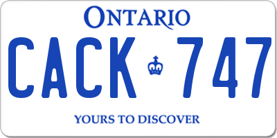 ON license plate CACK747