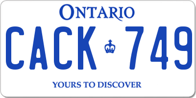 ON license plate CACK749