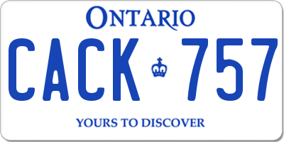 ON license plate CACK757