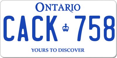 ON license plate CACK758