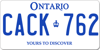 ON license plate CACK762