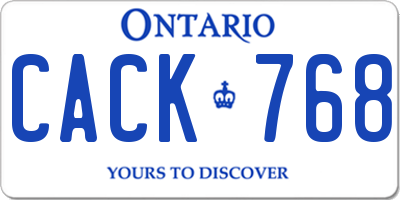 ON license plate CACK768