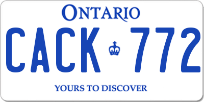 ON license plate CACK772