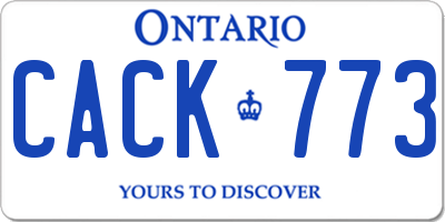 ON license plate CACK773