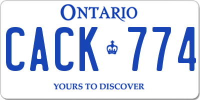 ON license plate CACK774