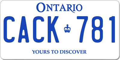 ON license plate CACK781