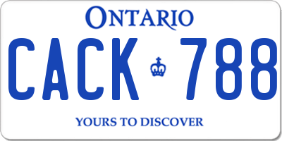 ON license plate CACK788